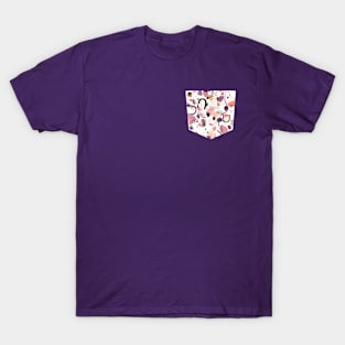 Pocket - watercolor pieces mauve T-Shirt